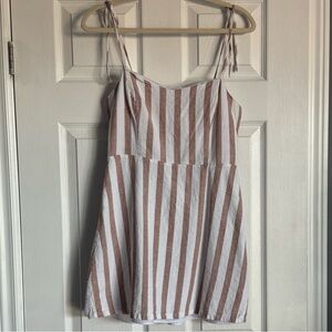 Dynamite White and Brown Striped Dress